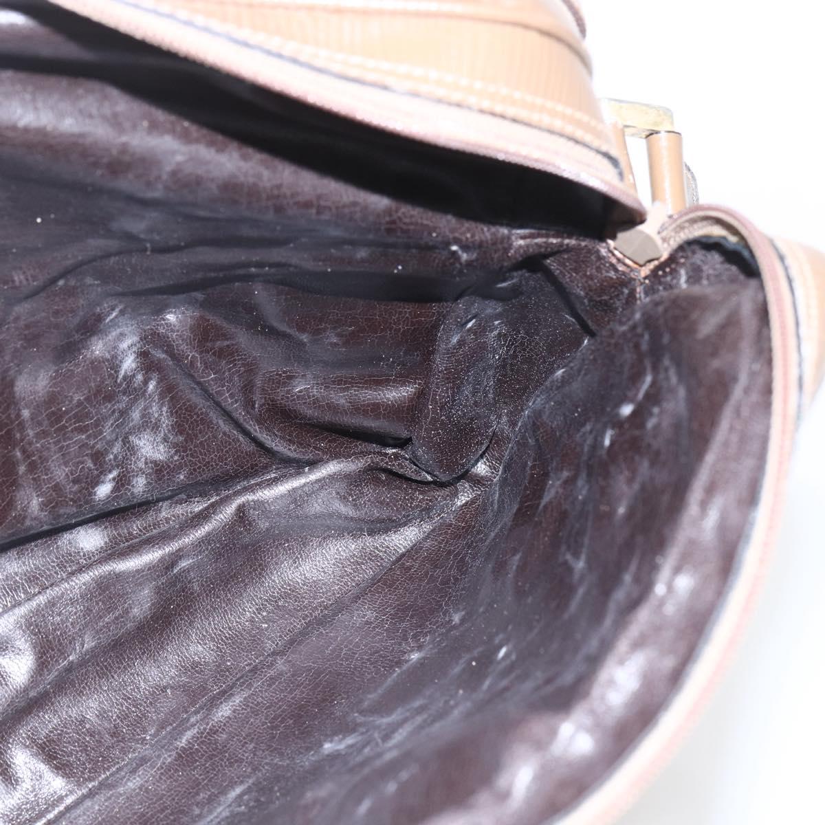 FENDI Zucchino Canvas Shoulder Bag PVC Brown Gold Auth 160299