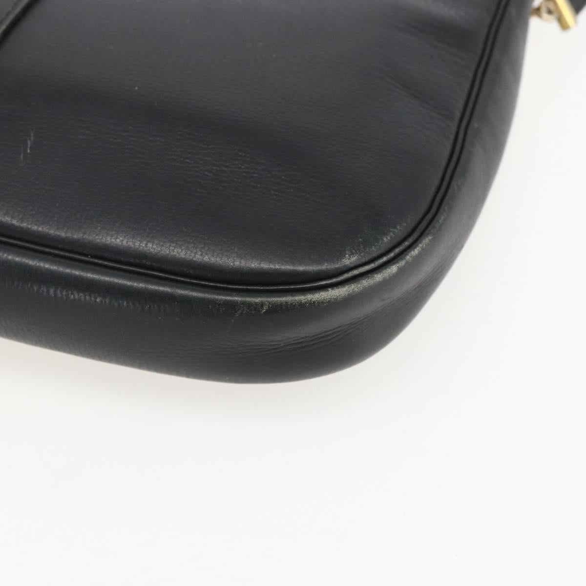 Christian Dior Shoulder Bag Leather Black Gold Auth 160300