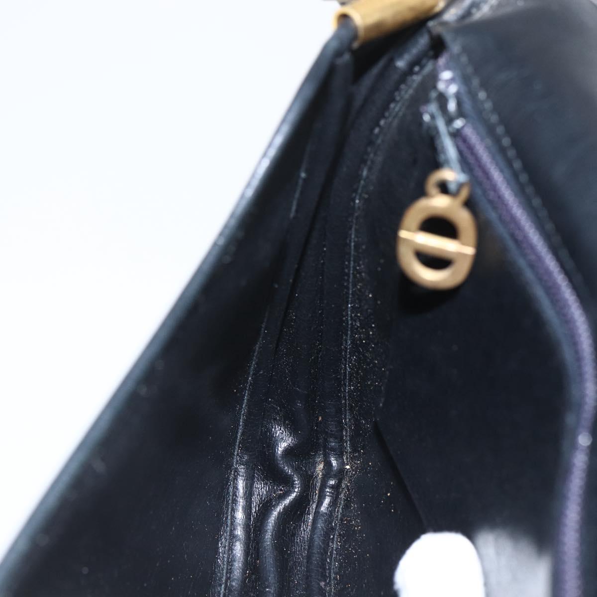 Christian Dior Shoulder Bag Leather Black Gold Auth 160300