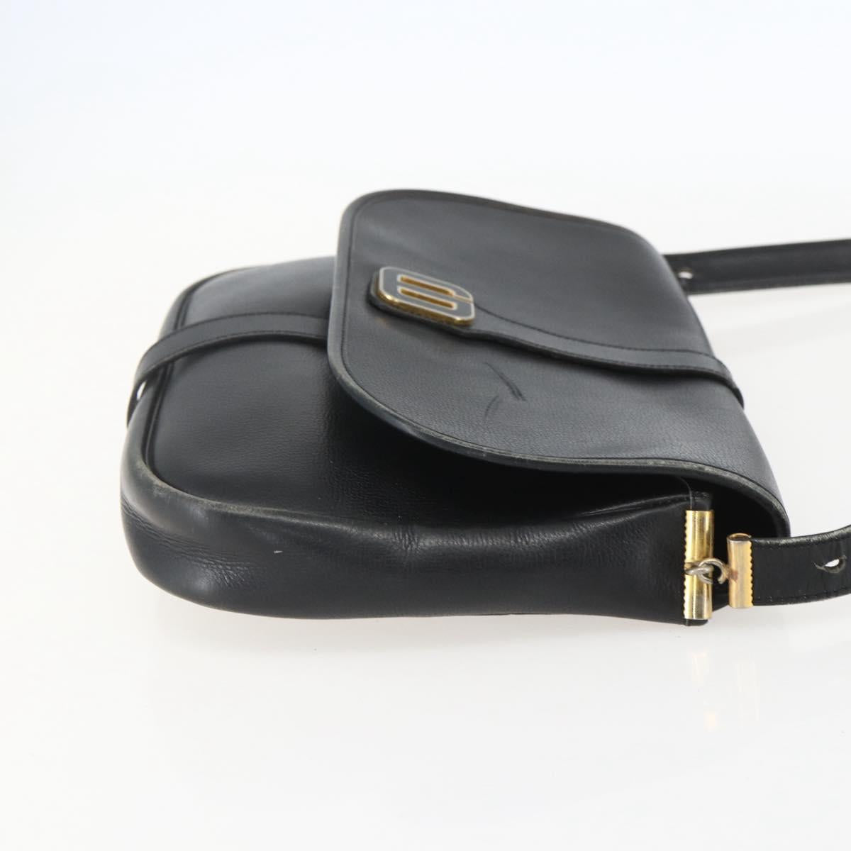 Christian Dior Shoulder Bag Leather Black Gold Auth 160300