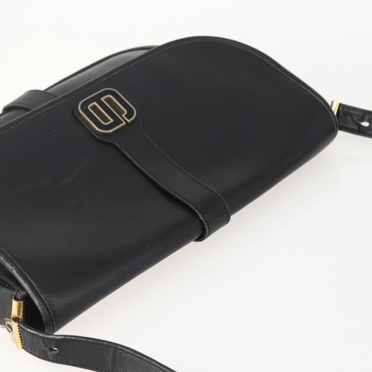 Christian Dior Shoulder Bag Leather Black Gold Auth 160300