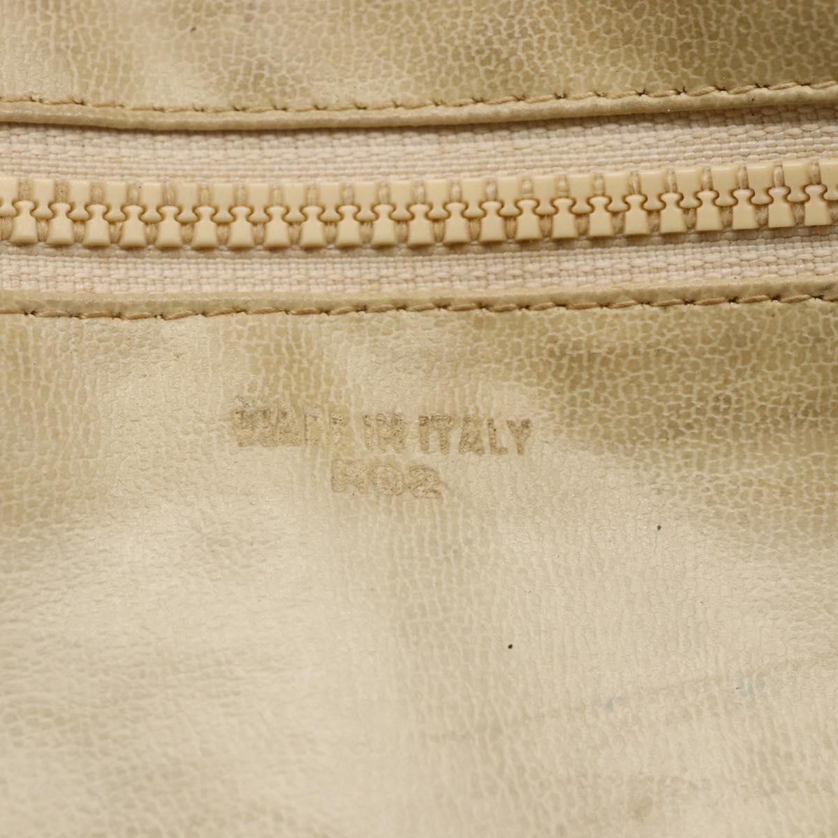 CELINE Macadam Canvas Hand Bag Leather White Gold Auth 160302