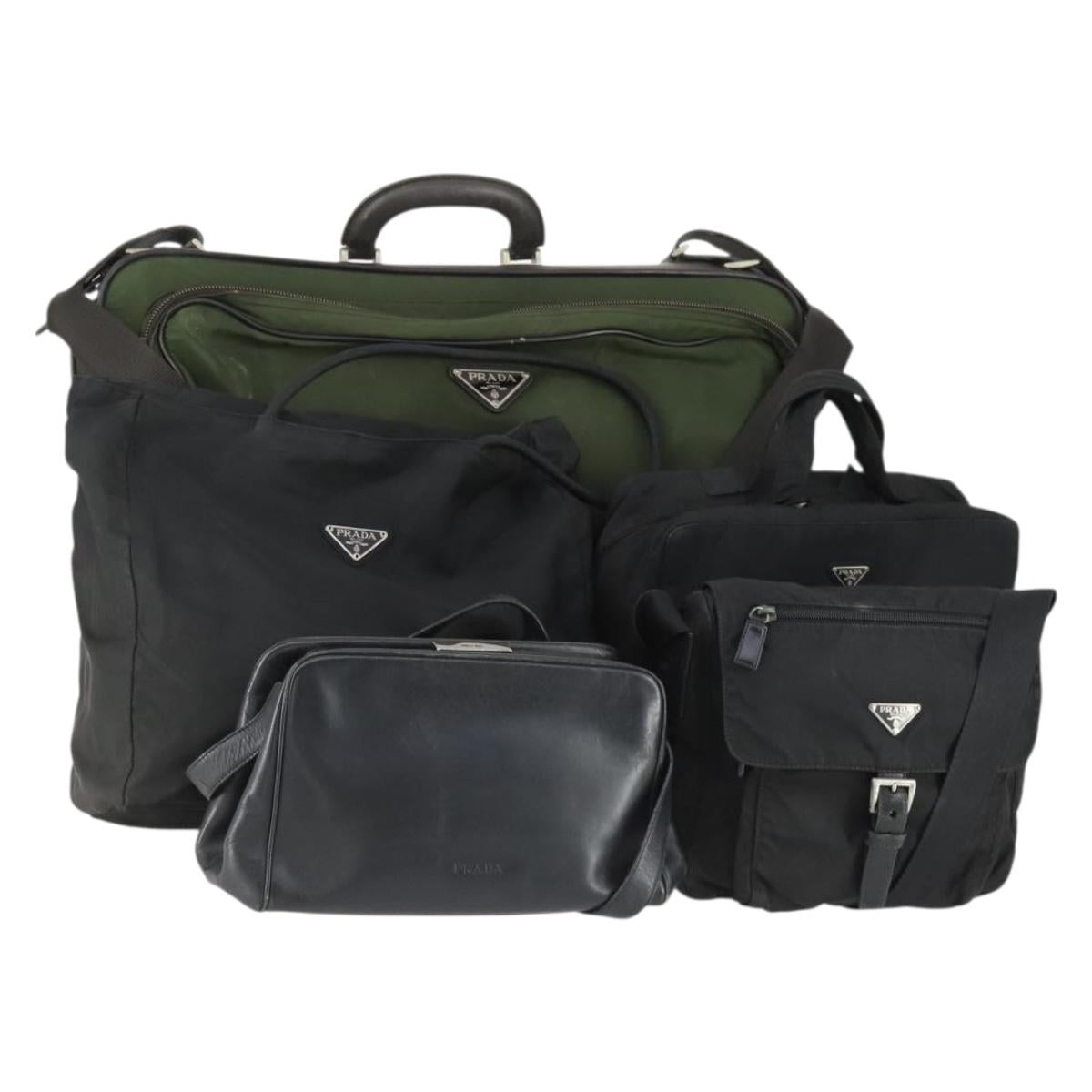 PRADA Hand Bag Nylon 5 Set Khaki Black Auth 160316