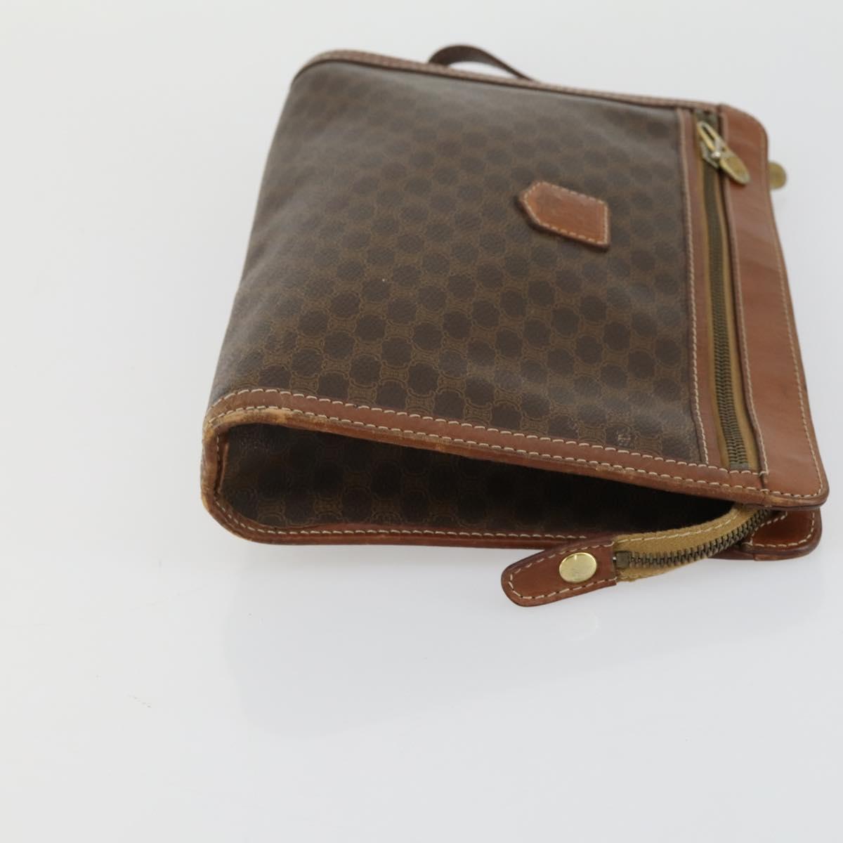 CELINE Macadam Canvas Clutch Bag PVC Leather 3 Set Brown Auth 160320
