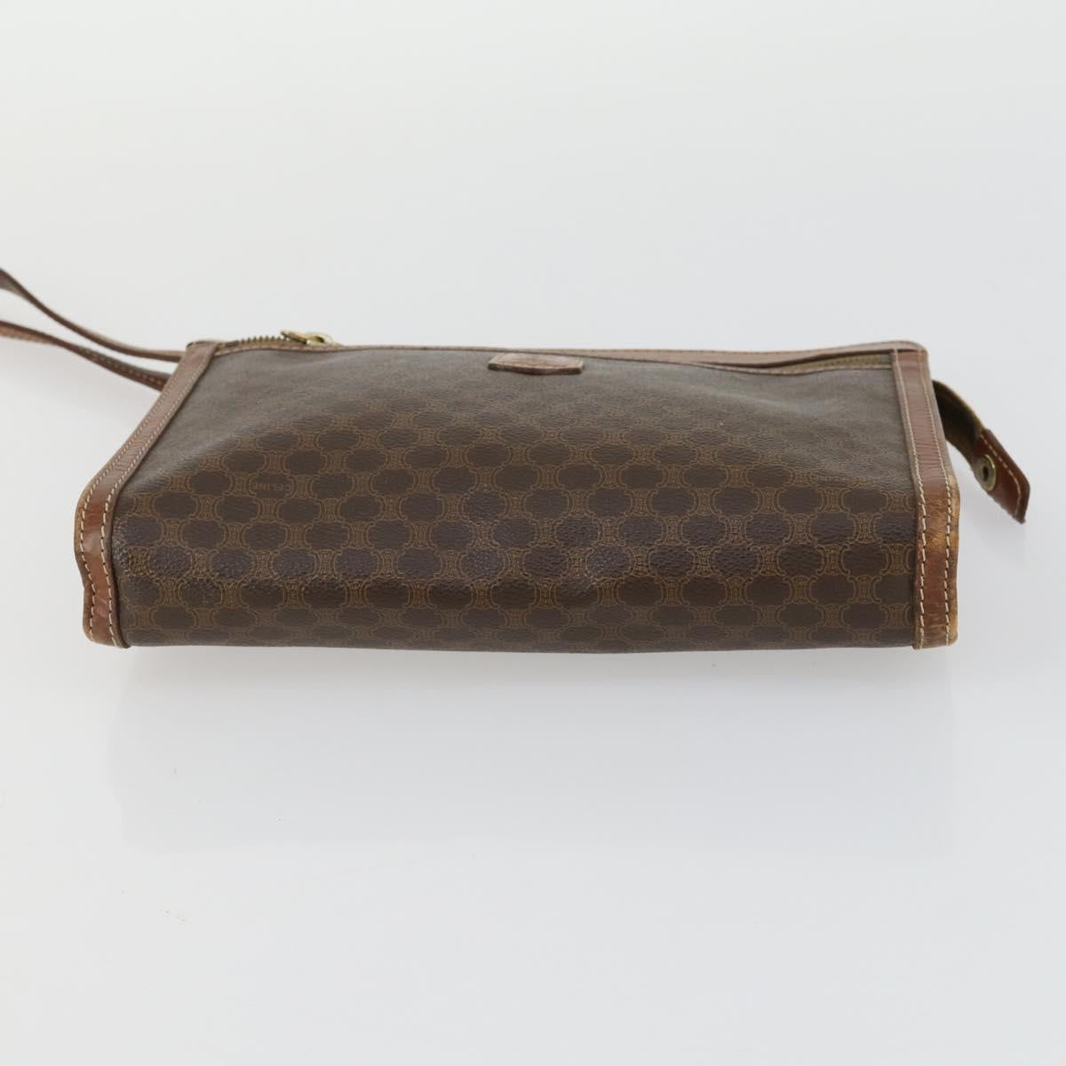 CELINE Macadam Canvas Clutch Bag PVC Leather 3 Set Brown Auth 160320