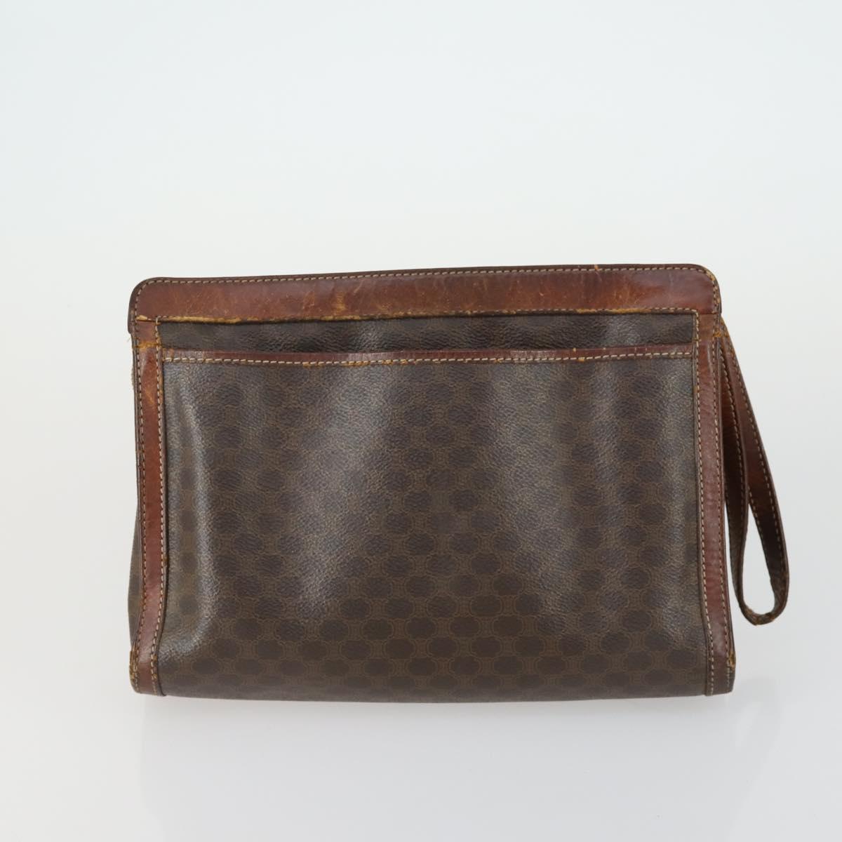 CELINE Macadam Canvas Clutch Bag PVC Leather 3 Set Brown Auth 160320