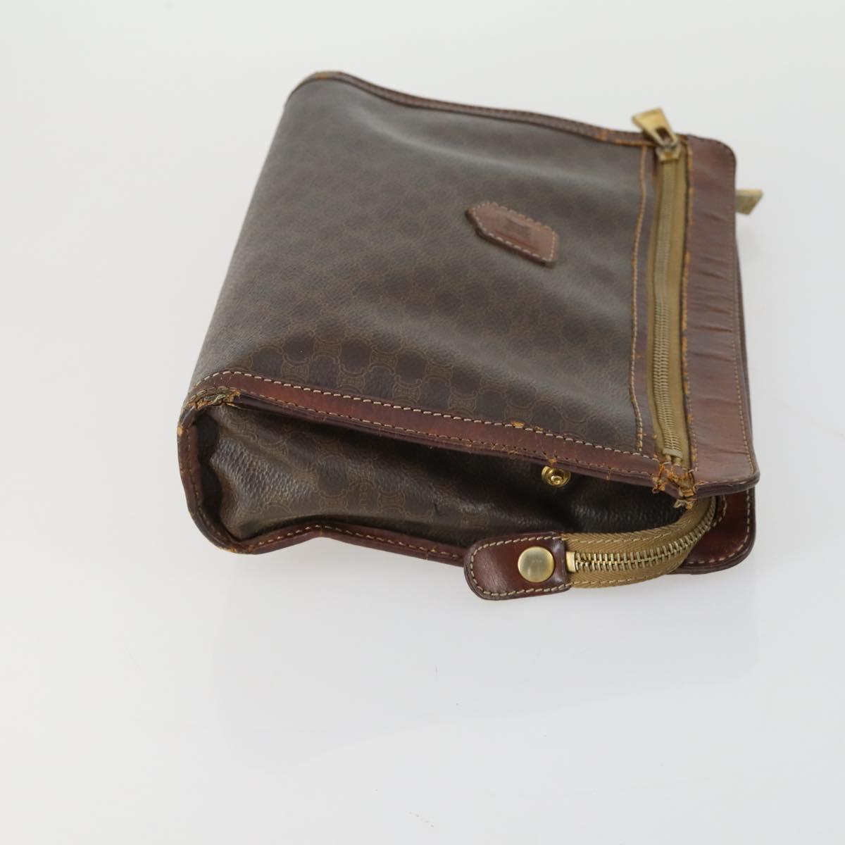 CELINE Macadam Canvas Clutch Bag PVC Leather 3 Set Brown Auth 160320
