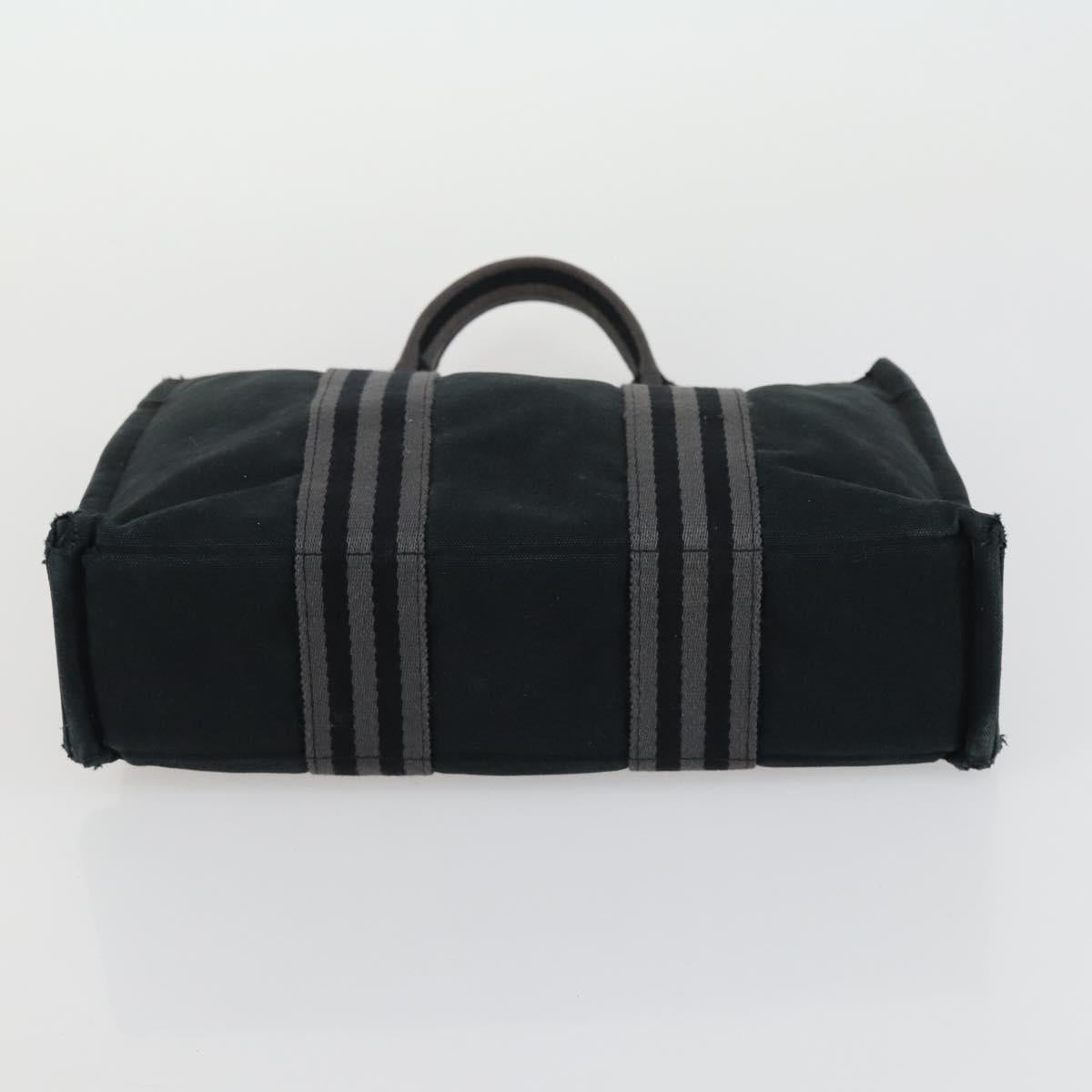 HERMES Fourre Tout Hand Bag Canvas 3 Set Black Red Bordeaux Auth 160324
