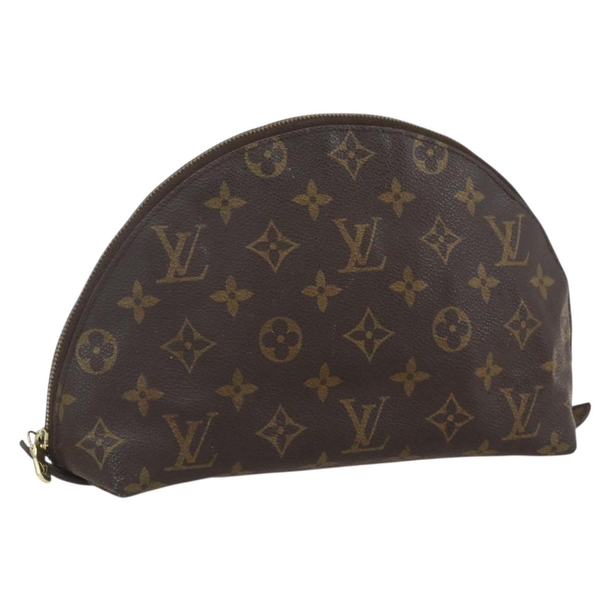 LOUIS VUITTON Monogram Trousse Demi Ronde Cosmetic Pouch M47520 LV Auth 160342