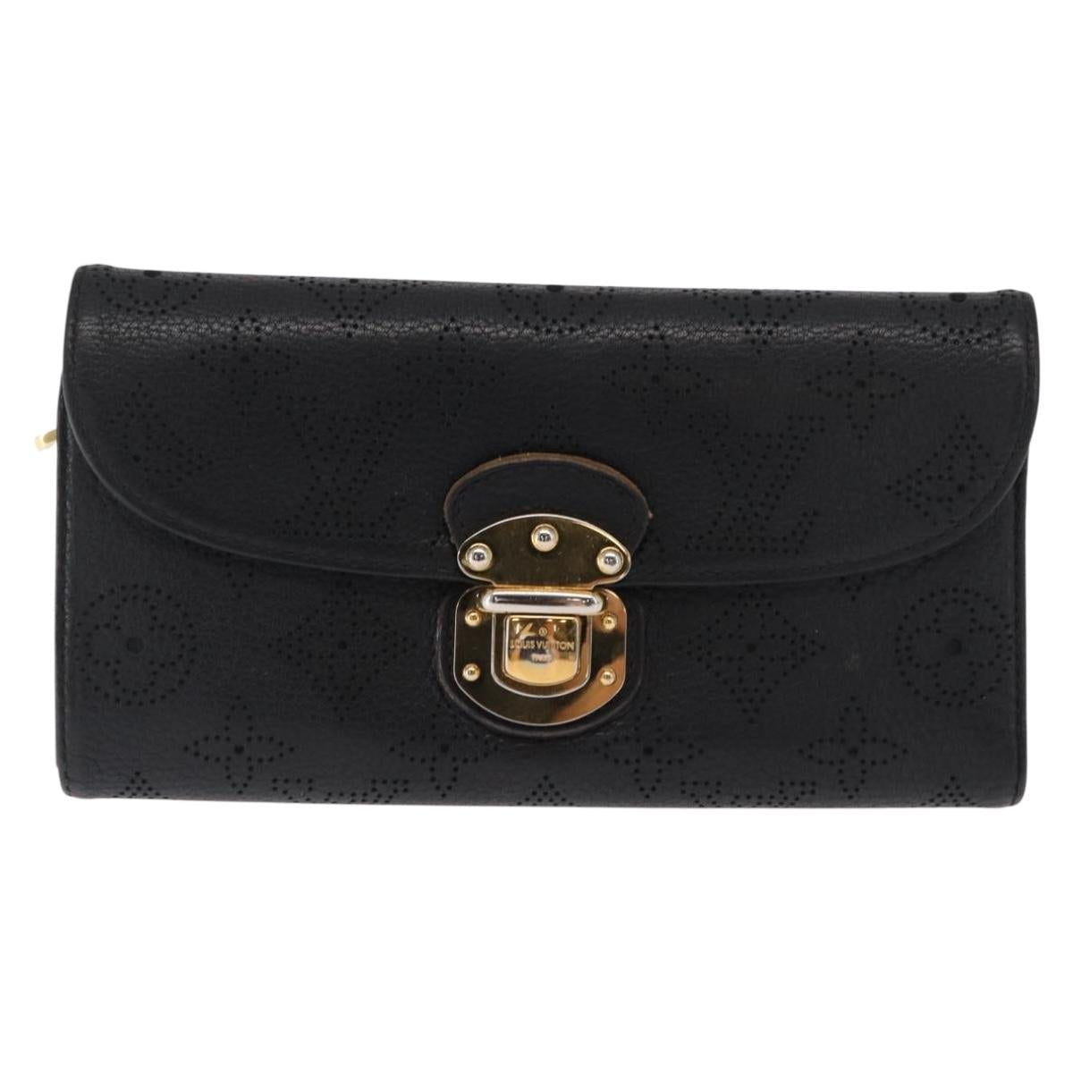 LOUIS VUITTON Mahina Portefeuille Amelia Long Wallet Black M95549 LV Auth 160362