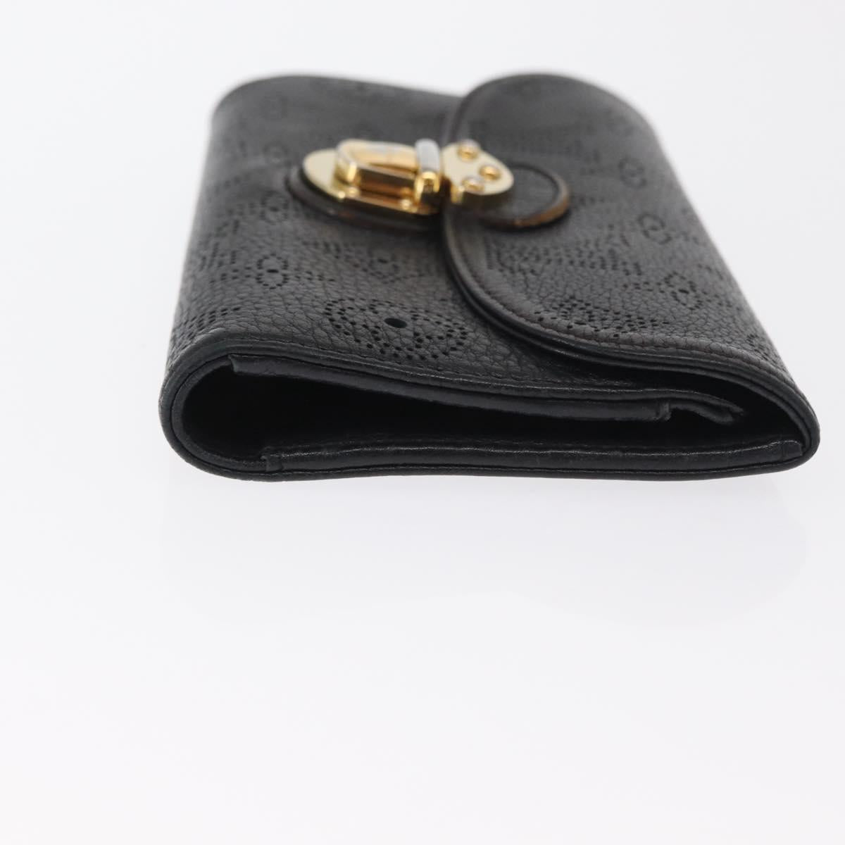 LOUIS VUITTON Mahina Portefeuille Amelia Long Wallet Black M95549 LV Auth 160362