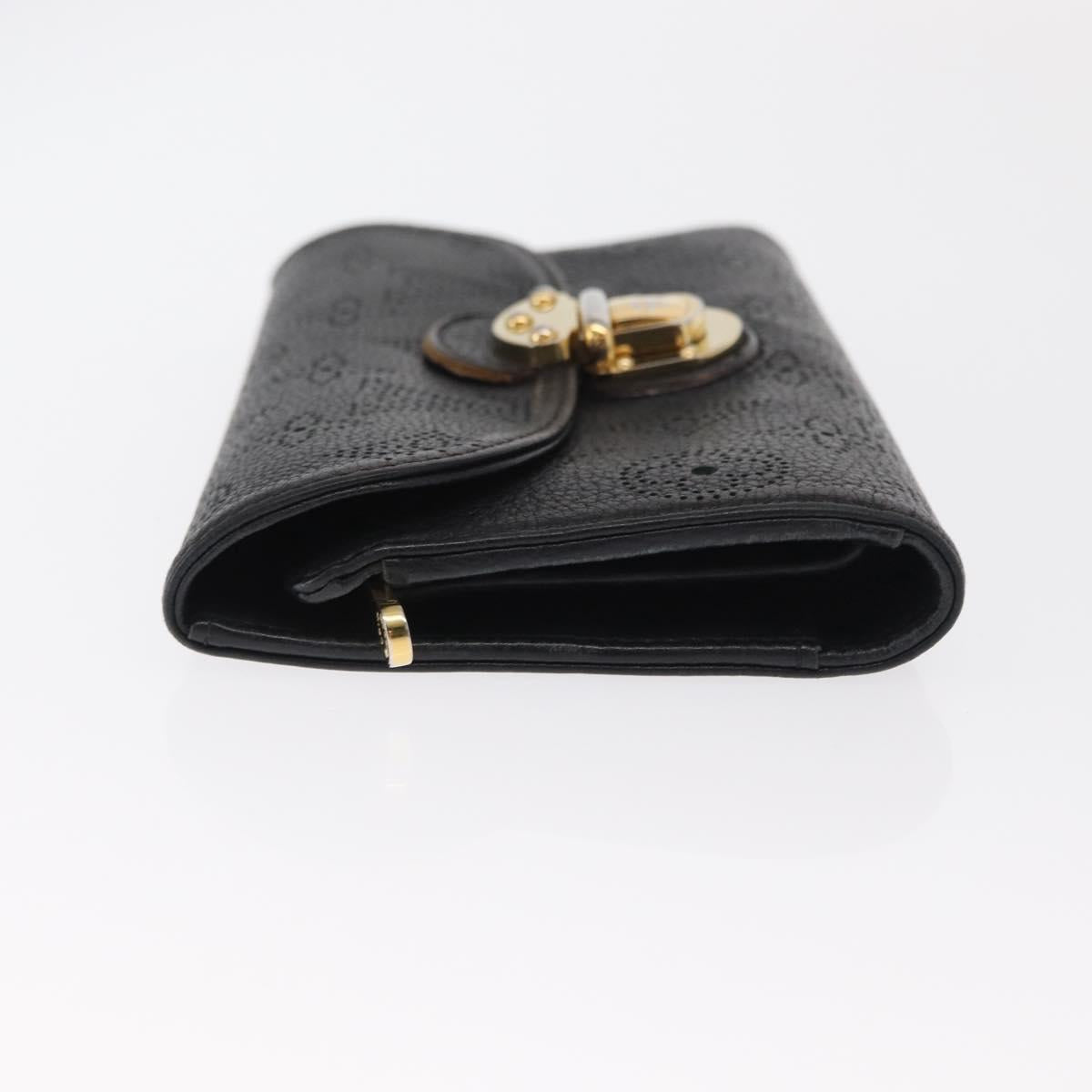 LOUIS VUITTON Mahina Portefeuille Amelia Long Wallet Black M95549 LV Auth 160362