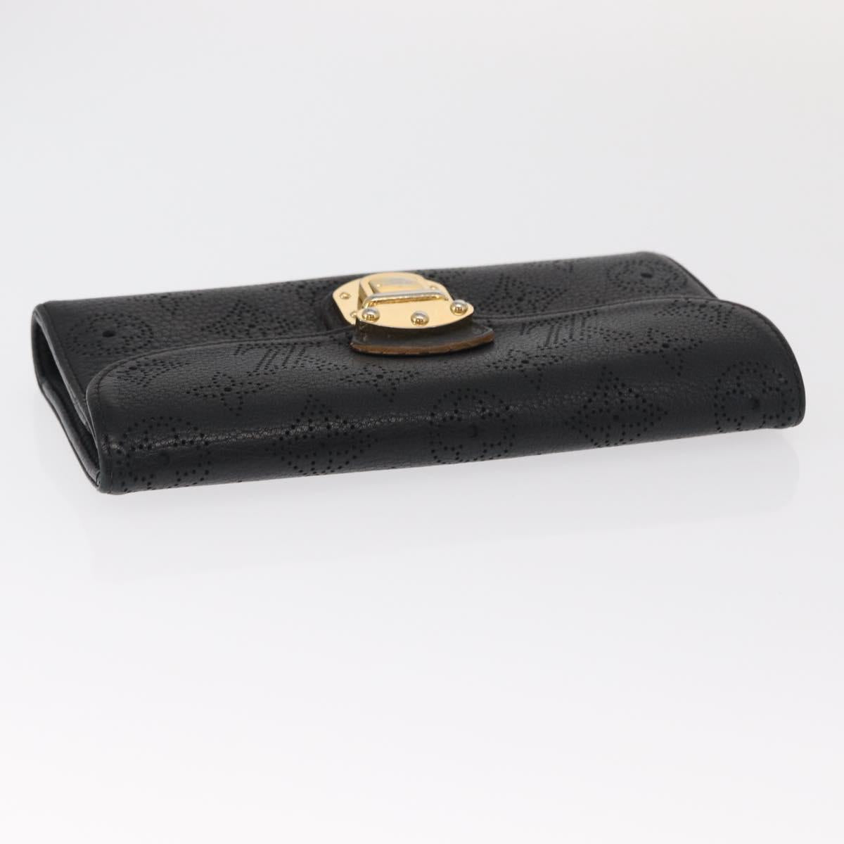 LOUIS VUITTON Mahina Portefeuille Amelia Long Wallet Black M95549 LV Auth 160362