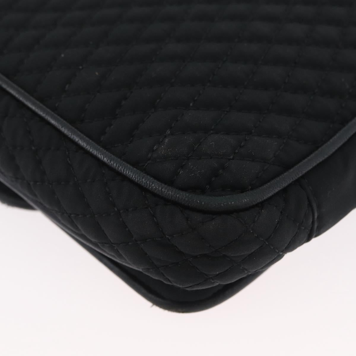 BALLY Quilted Chain Shoulder Bag Nylon Black Gold Auth 160374