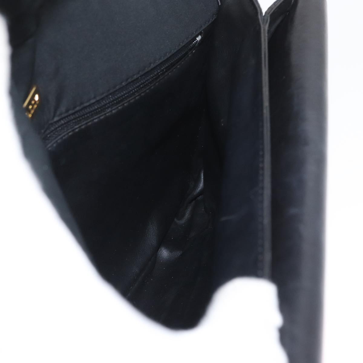BALLY Quilted Chain Shoulder Bag Nylon Black Gold Auth 160374