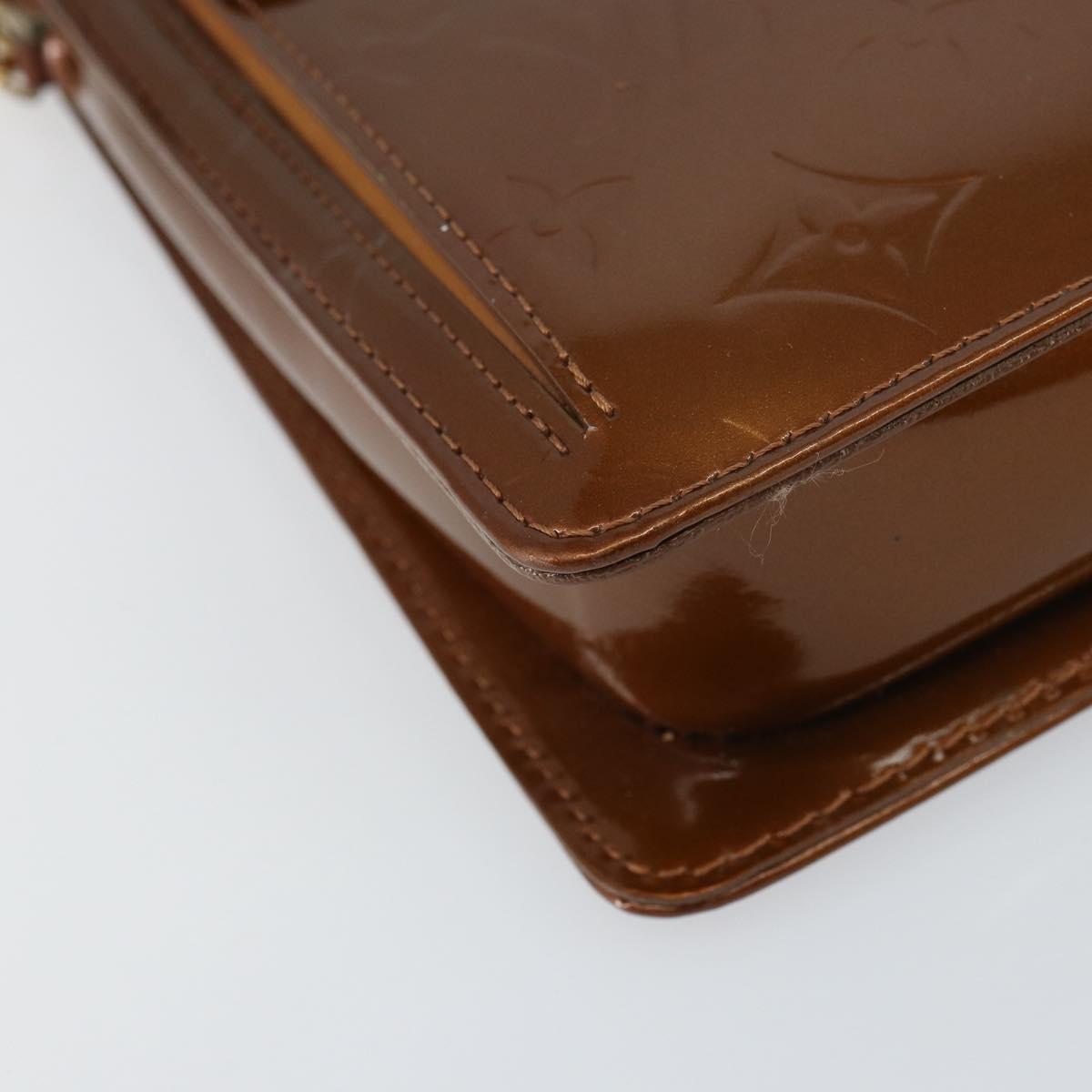 LOUIS VUITTON Monogram Vernis Motto Accessory Pouch Bronze M91138 Auth 160428