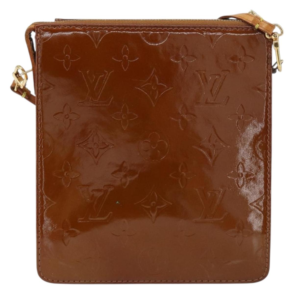 LOUIS VUITTON Monogram Vernis Motto Accessory Pouch Bronze M91138 Auth 160428