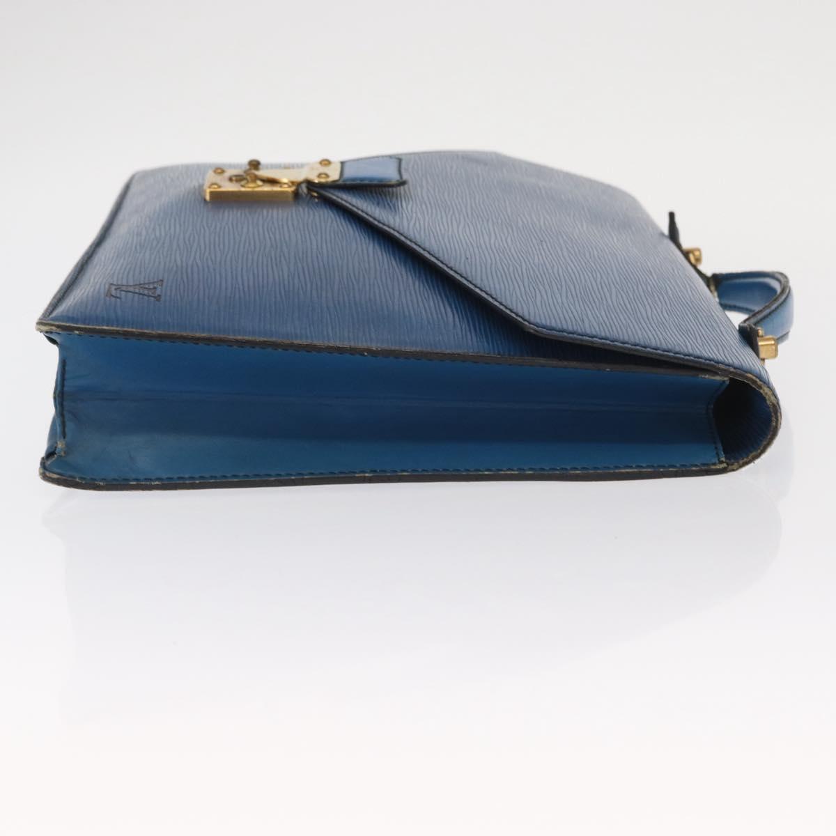 LOUIS VUITTON Epi Porte Documents Bandouliere Bag Toledo Blue LV Auth 160443
