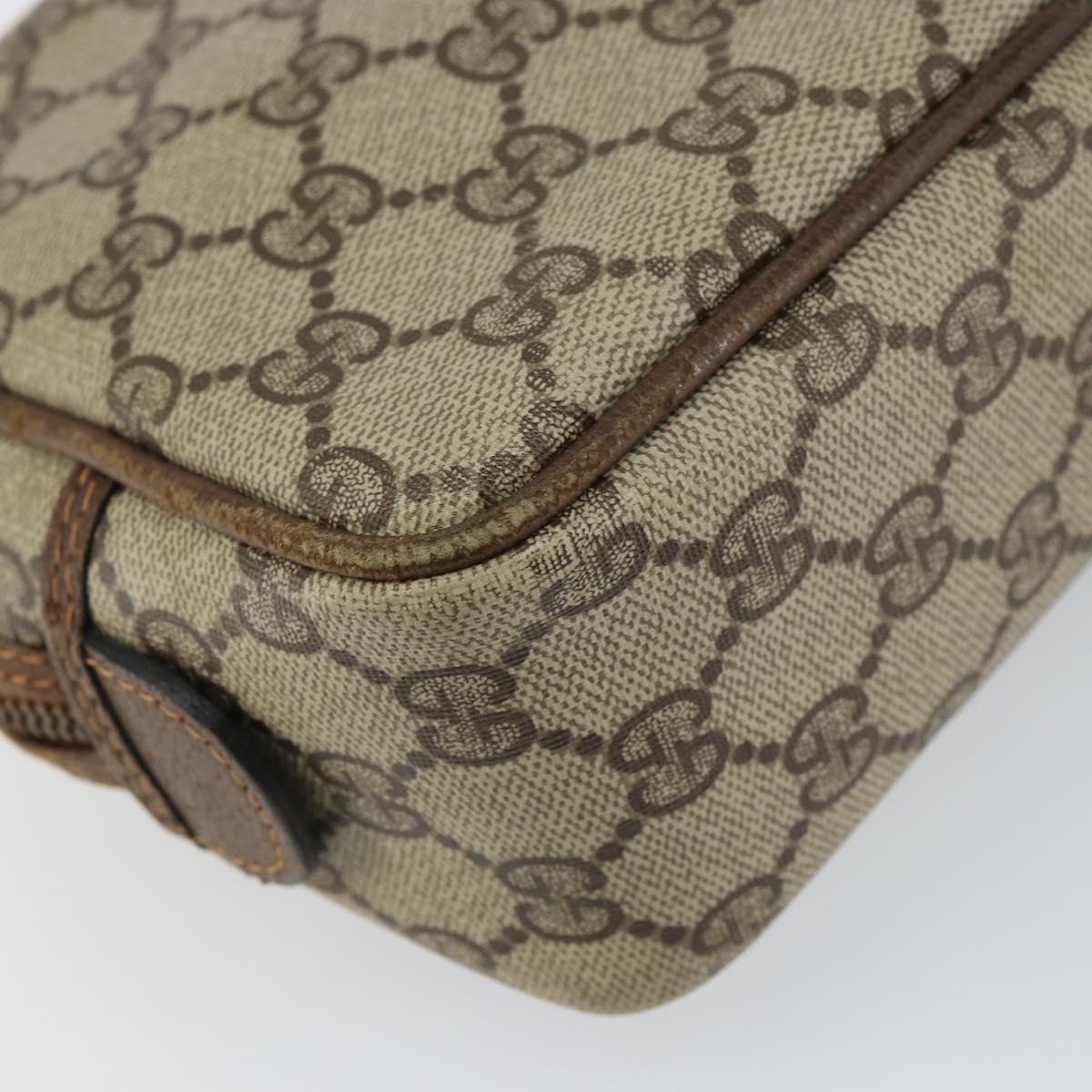 GUCCI GG Supreme Clutch Bag PVC Beige Auth 160464