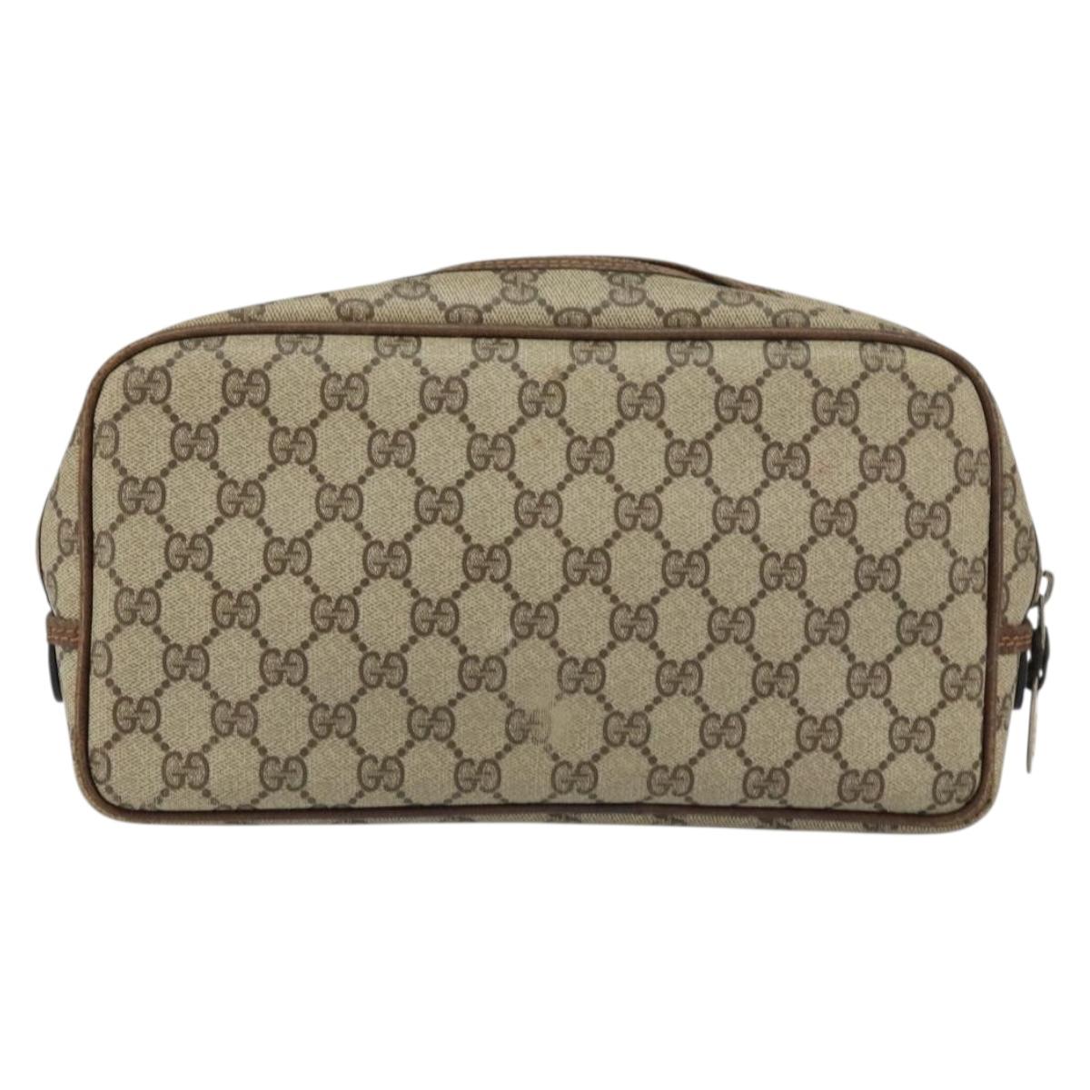 GUCCI GG Supreme Clutch Bag PVC Beige Auth 160464