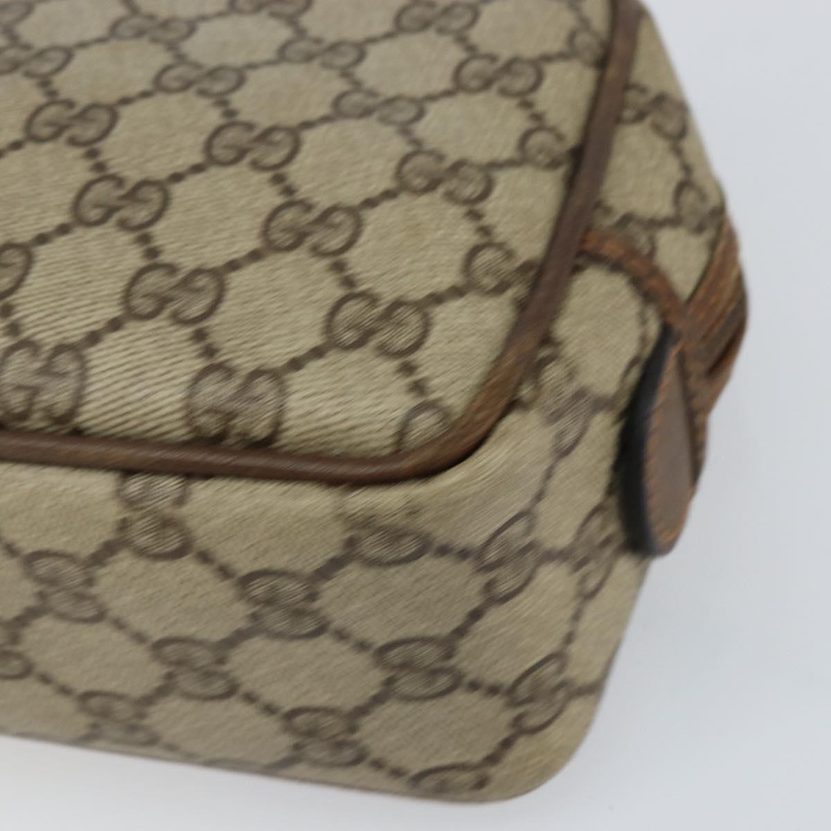 GUCCI GG Supreme Clutch Bag PVC Beige Auth 160464