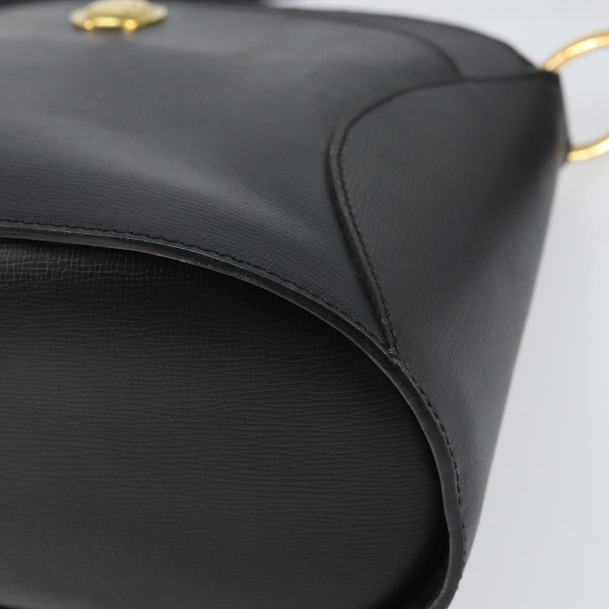 Christian Dior Shoulder Bag Leather Black Gold Auth 160468
