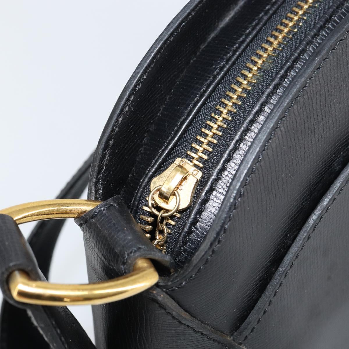 Christian Dior Shoulder Bag Leather Black Gold Auth 160468