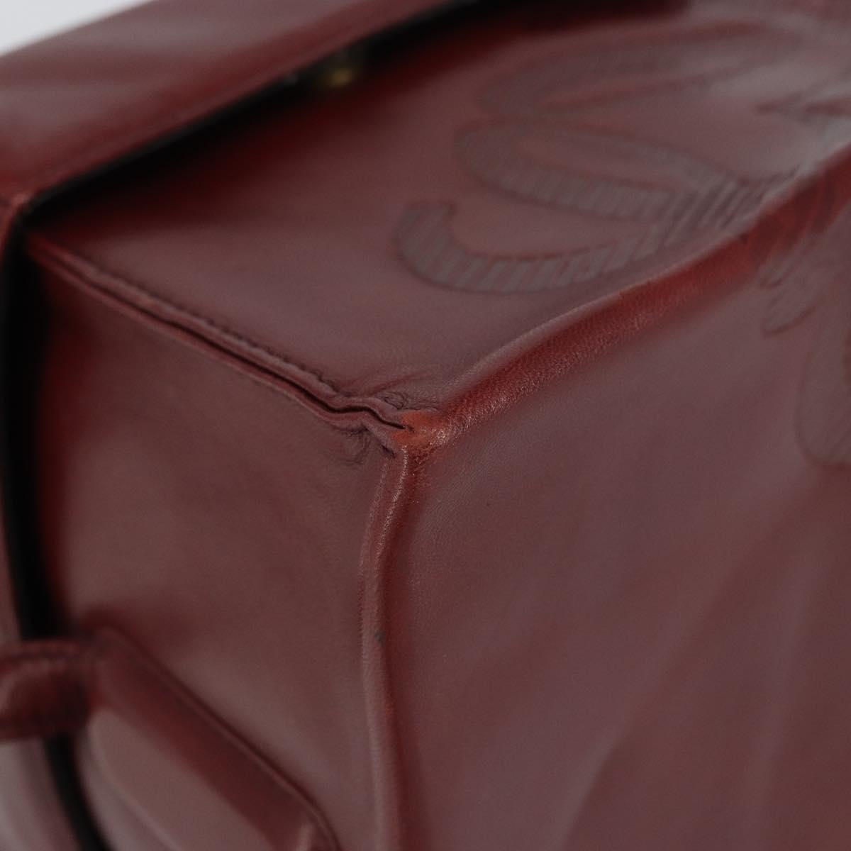LOEWE Anagram Shoulder Bag Leather Red Gold Auth 160470