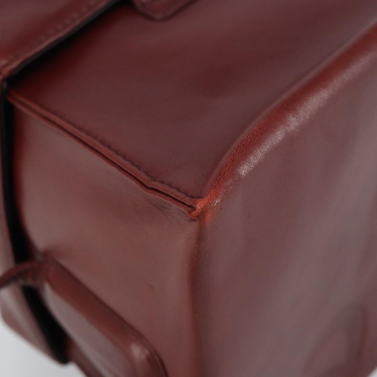 LOEWE Anagram Shoulder Bag Leather Red Gold Auth 160470