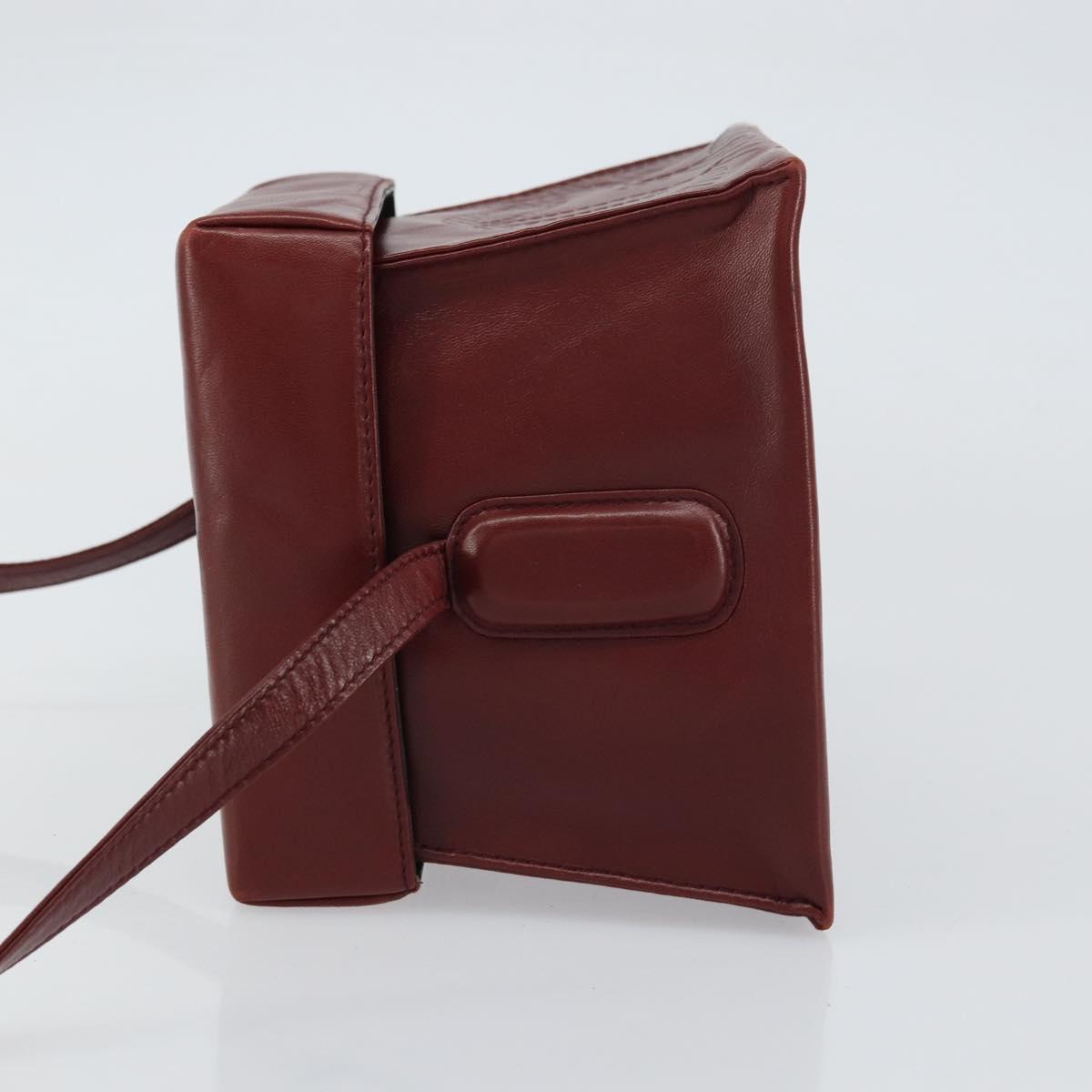 LOEWE Anagram Shoulder Bag Leather Red Gold Auth 160470