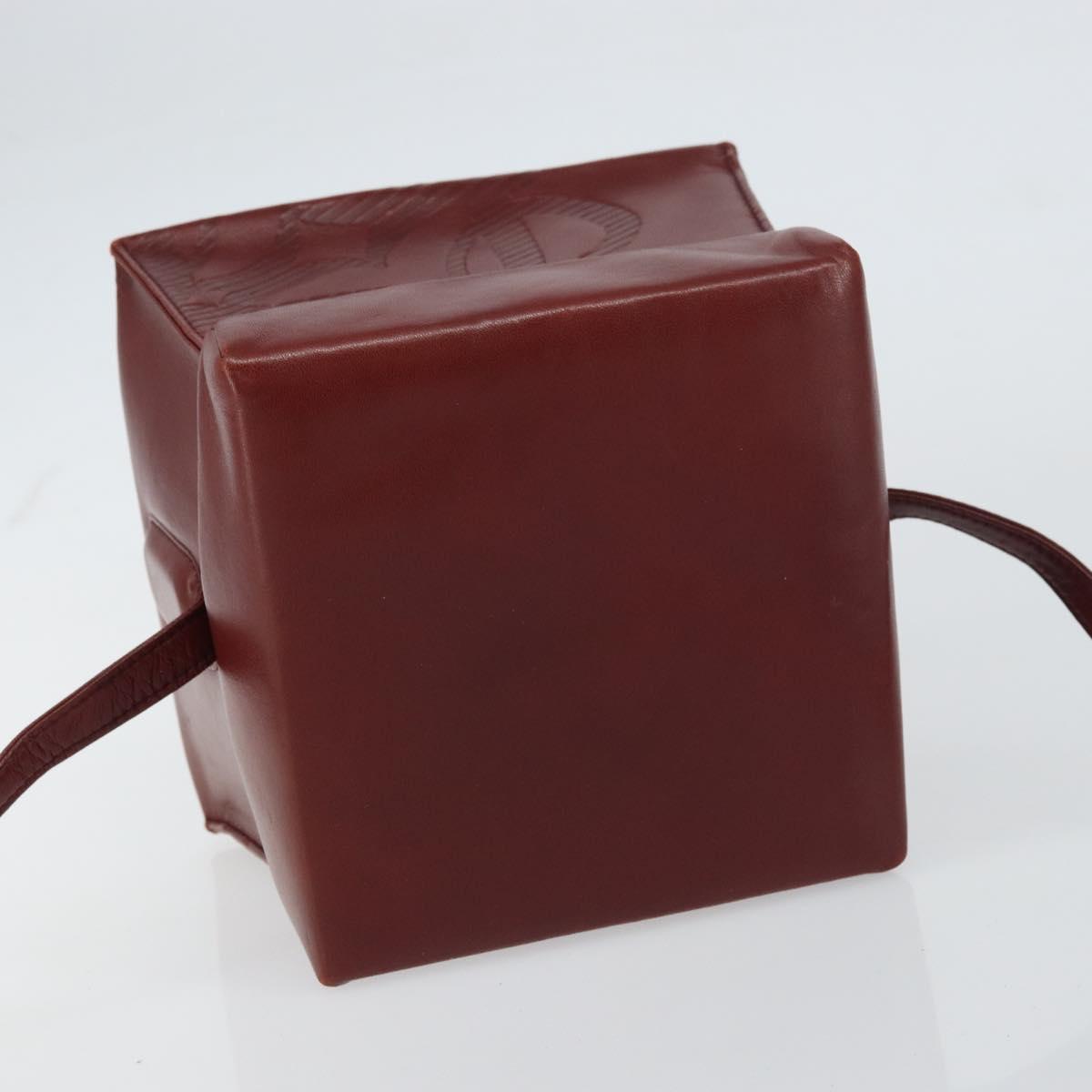 LOEWE Anagram Shoulder Bag Leather Red Gold Auth 160470