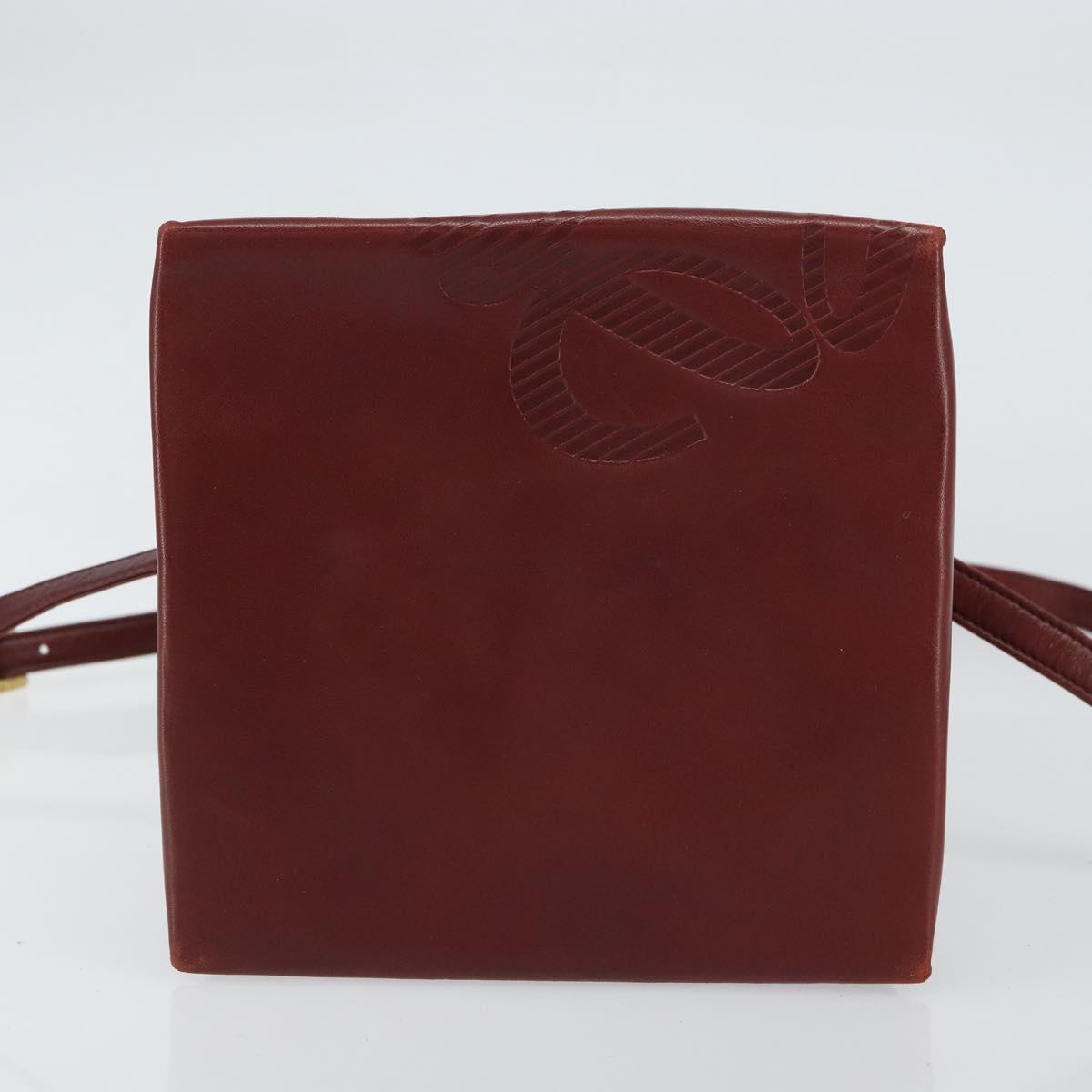 LOEWE Anagram Shoulder Bag Leather Red Gold Auth 160470