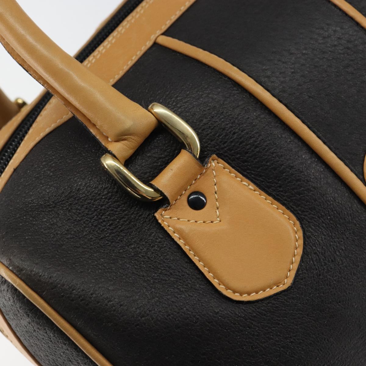 GUCCI Boston Bag Leather Black Gold Auth 160471