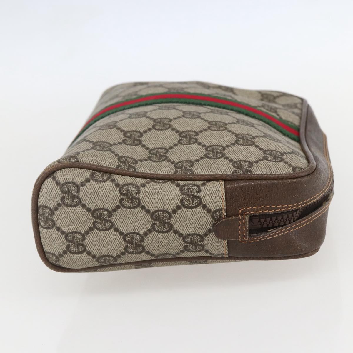 GUCCI GG Supreme Web Sherry Line Clutch Bag PVC Beige 27 004 998 Auth 160473