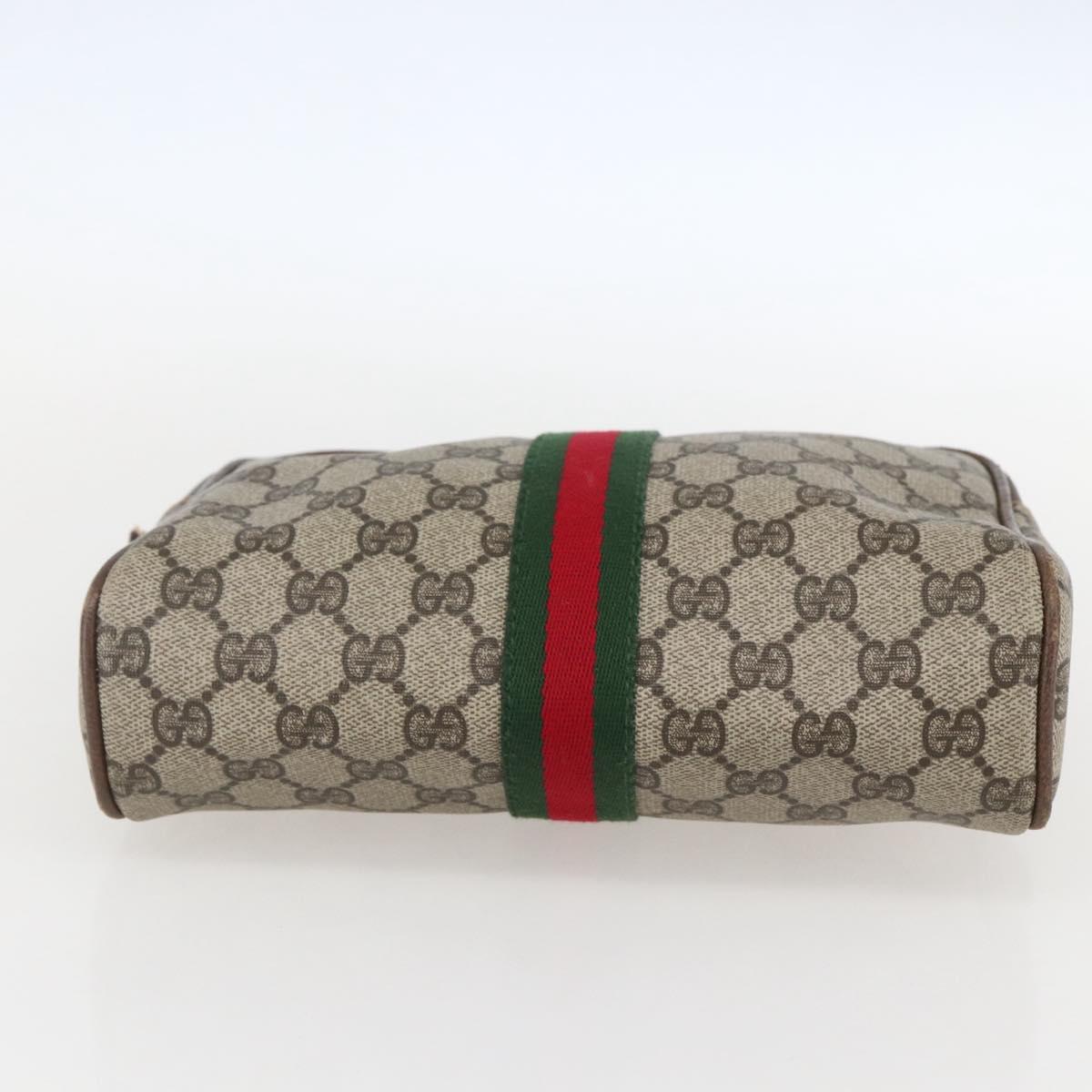 GUCCI GG Supreme Web Sherry Line Clutch Bag PVC Beige 27 004 998 Auth 160473