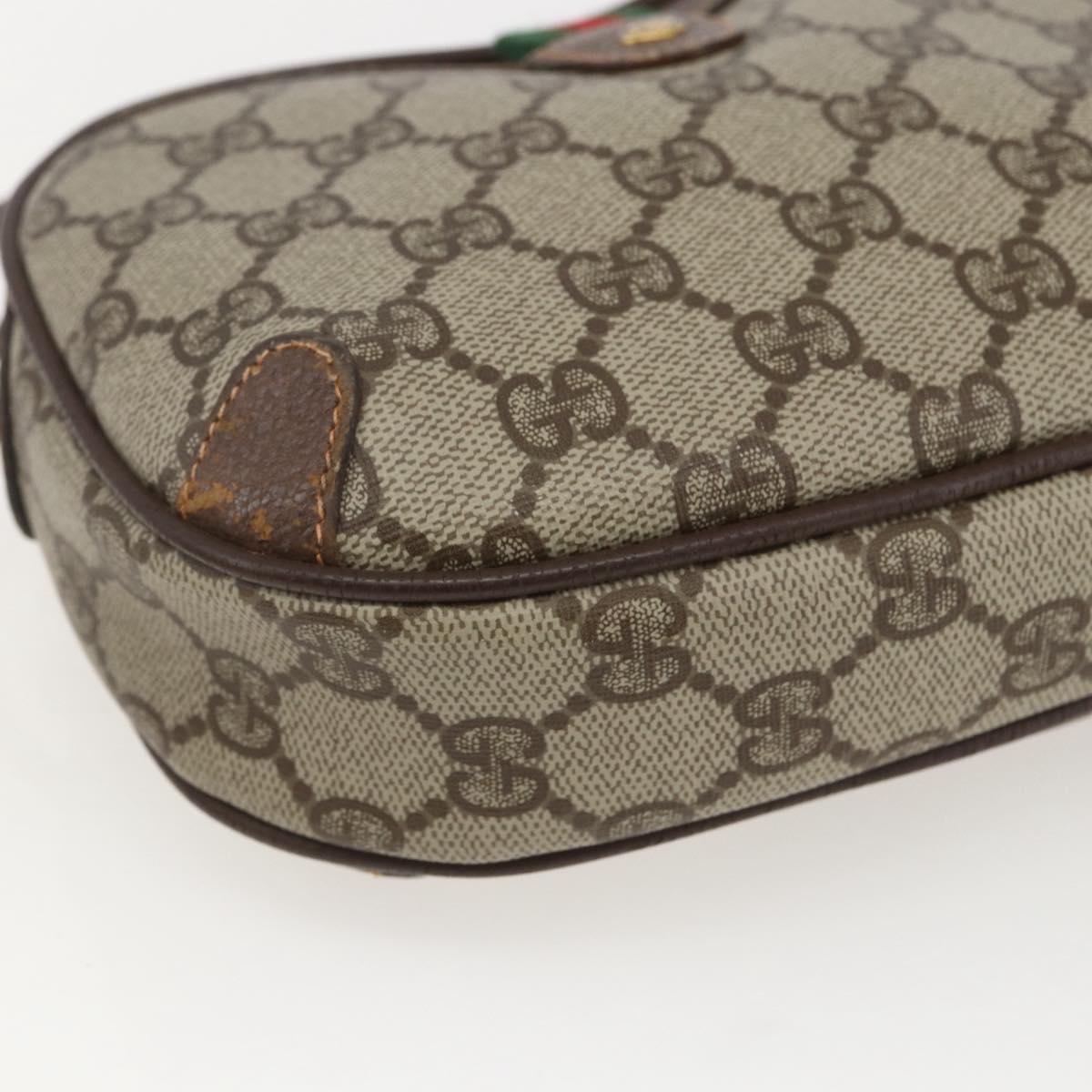 GUCCI GG Supreme Web Sherry Line Bag PVC Beige Gold 89 02 066 Auth 160474