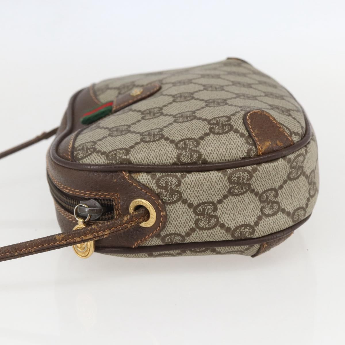 GUCCI GG Supreme Web Sherry Line Bag PVC Beige Gold 89 02 066 Auth 160474
