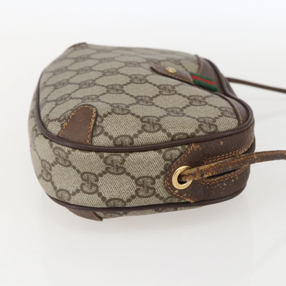 GUCCI GG Supreme Web Sherry Line Bag PVC Beige Gold 89 02 066 Auth 160474