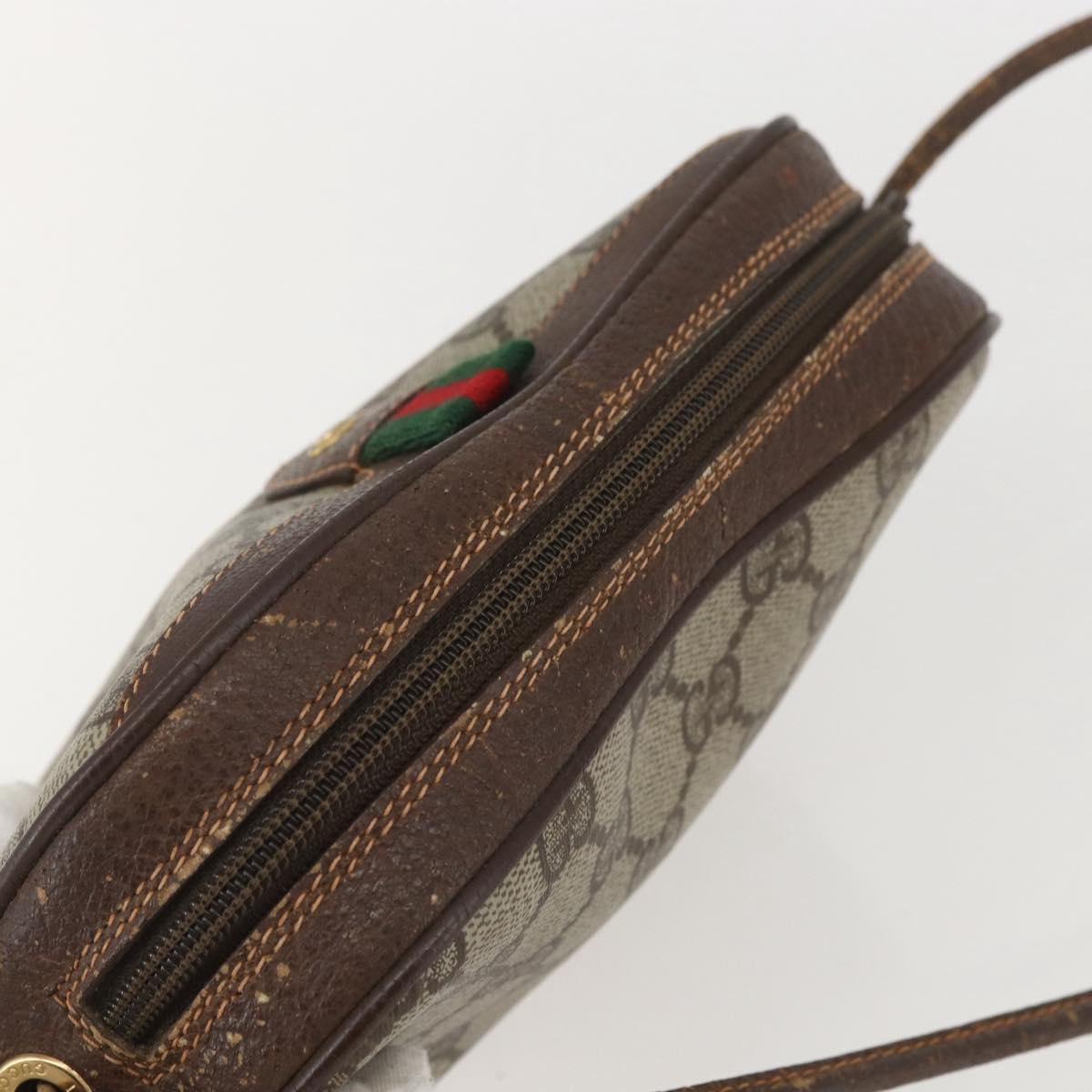 GUCCI GG Supreme Web Sherry Line Bag PVC Beige Gold 89 02 066 Auth 160474