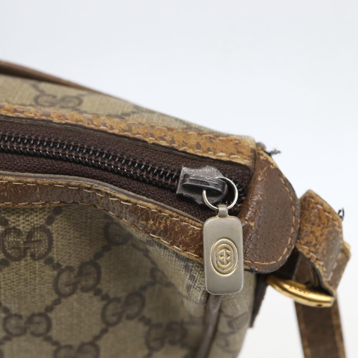 GUCCI GG Supreme Web Sherry Line Bag PVC Beige Gold 89 02 032 Auth 160476