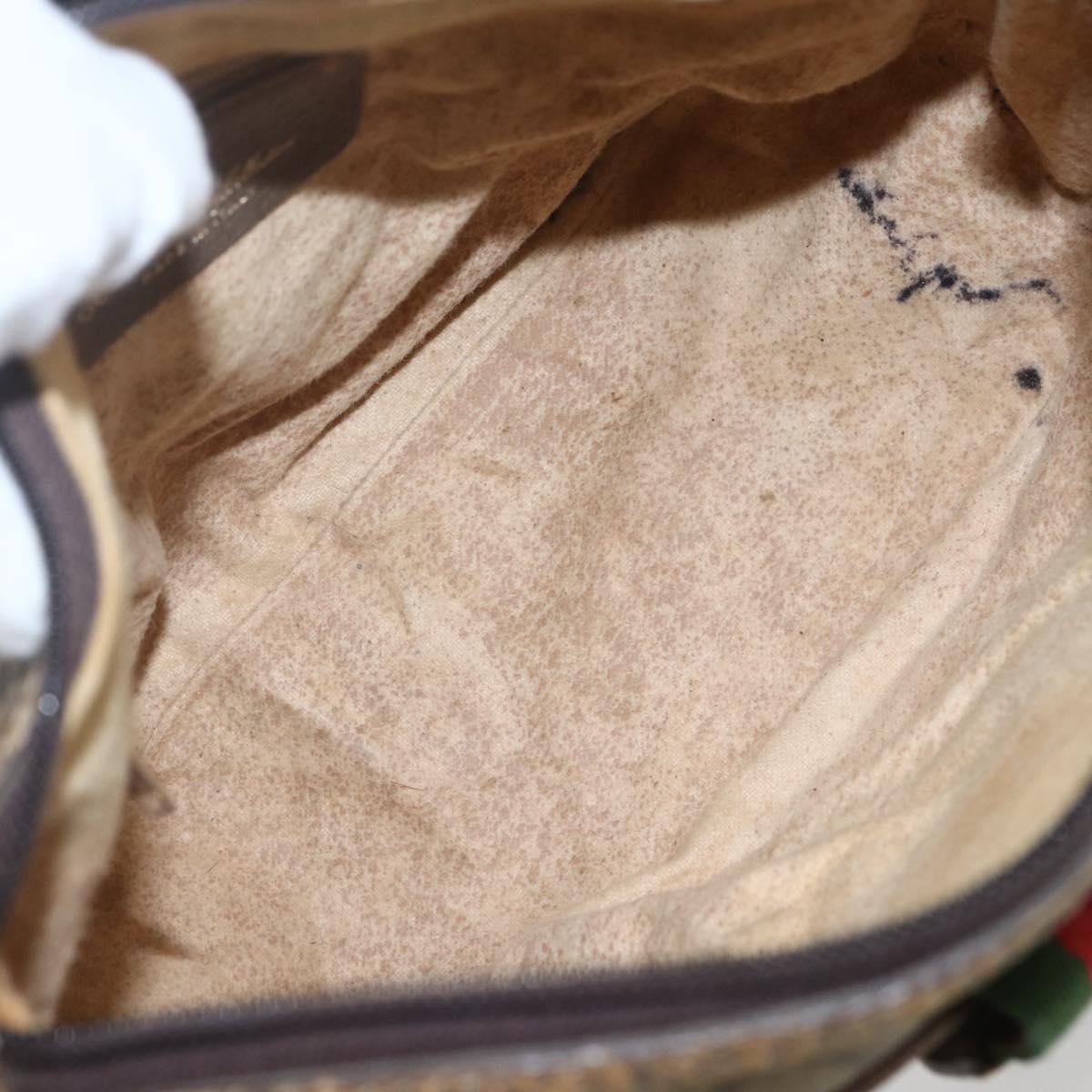 GUCCI GG Supreme Web Sherry Line Bag PVC Beige Gold 89 02 032 Auth 160476