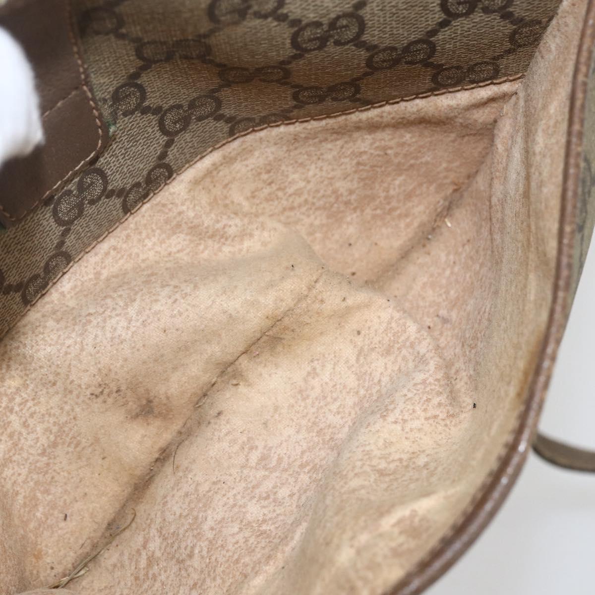 GUCCI GG Supreme Web Sherry Line Bag PVC Beige Gold 89 02 032 Auth 160476