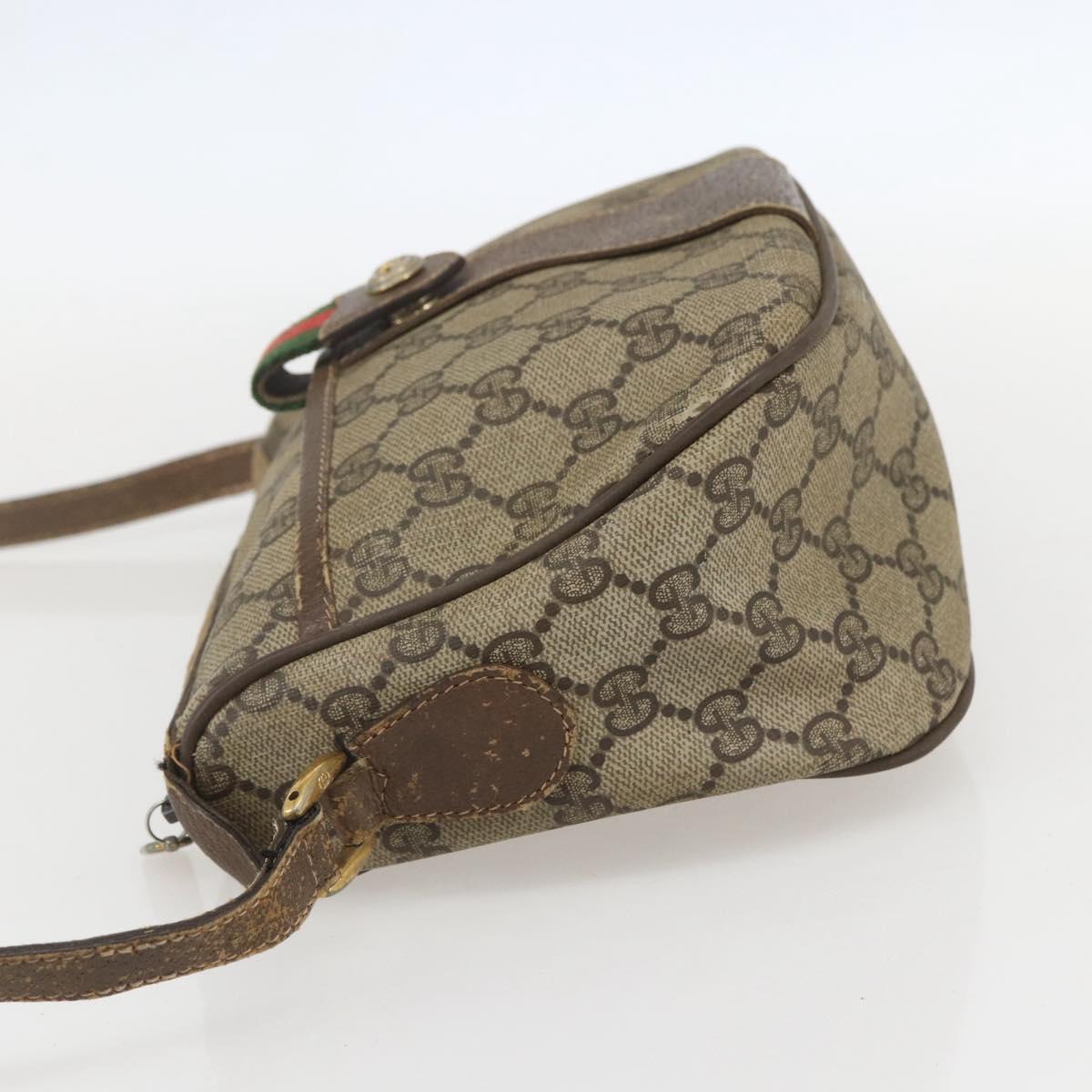 GUCCI GG Supreme Web Sherry Line Bag PVC Beige Gold 89 02 032 Auth 160476