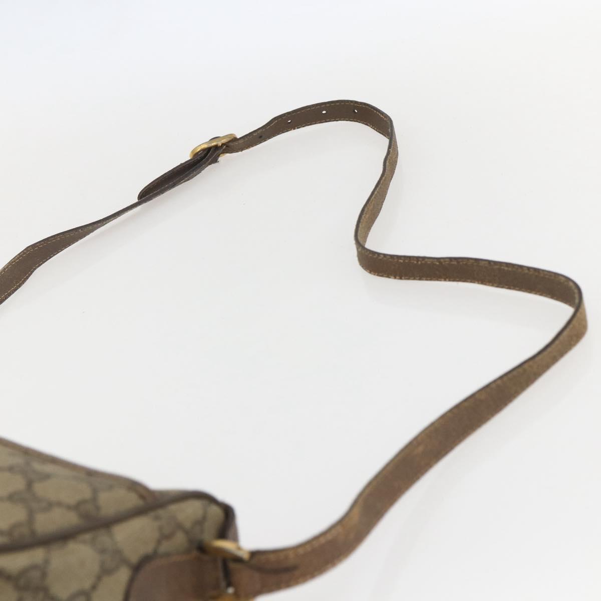 GUCCI GG Supreme Web Sherry Line Bag PVC Beige Gold 89 02 032 Auth 160476