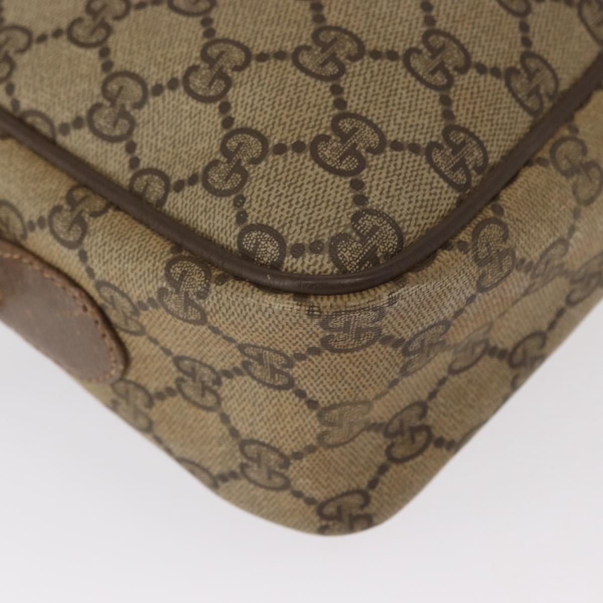 GUCCI GG Supreme Web Sherry Line Bag PVC Beige Gold 904 02 049 Auth 160477