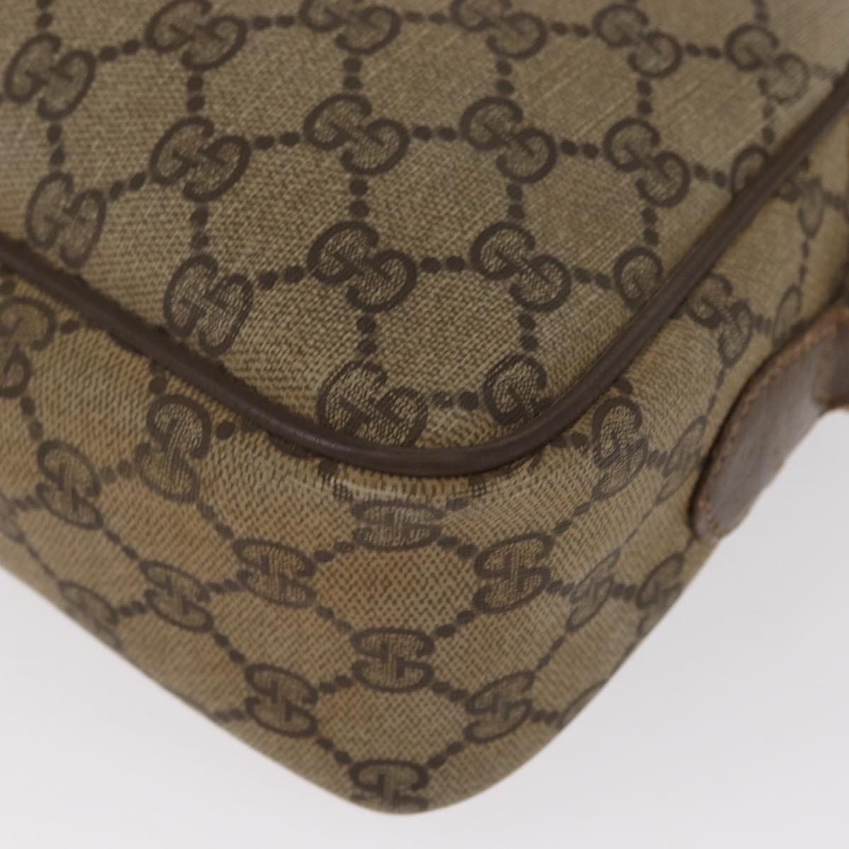 GUCCI GG Supreme Web Sherry Line Bag PVC Beige Gold 904 02 049 Auth 160477