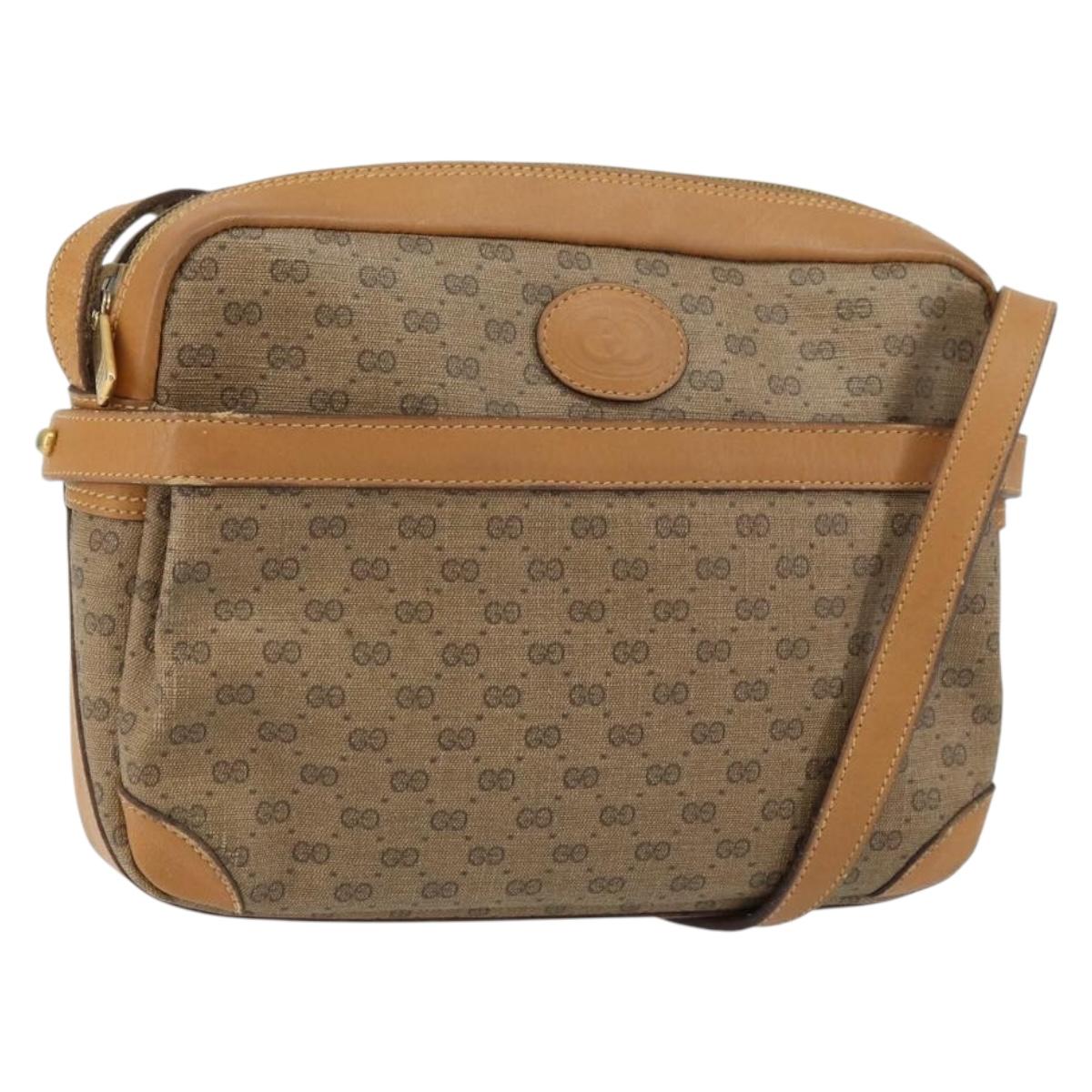 GUCCI Micro GG Supreme Shoulder Bag PVC Beige Gold 007 23 0017 Auth 160479