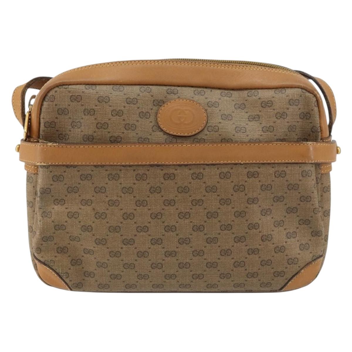 GUCCI Micro GG Supreme Shoulder Bag PVC Beige Gold 007 23 0017 Auth 160479
