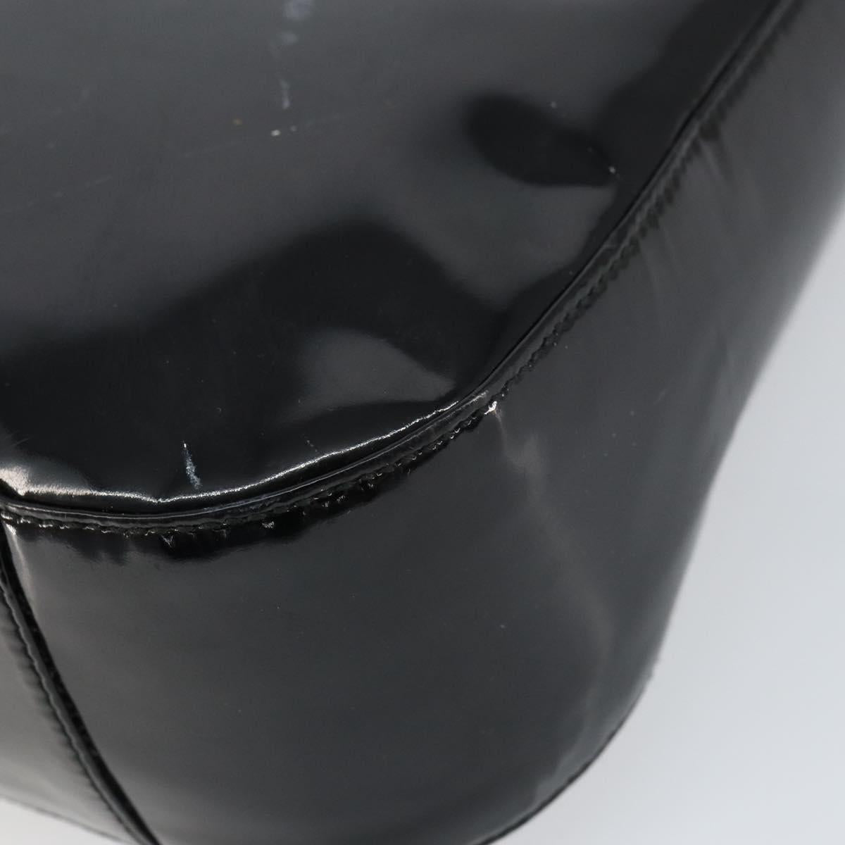 GUCCI Shoulder Bag Enamel Black Auth 160485