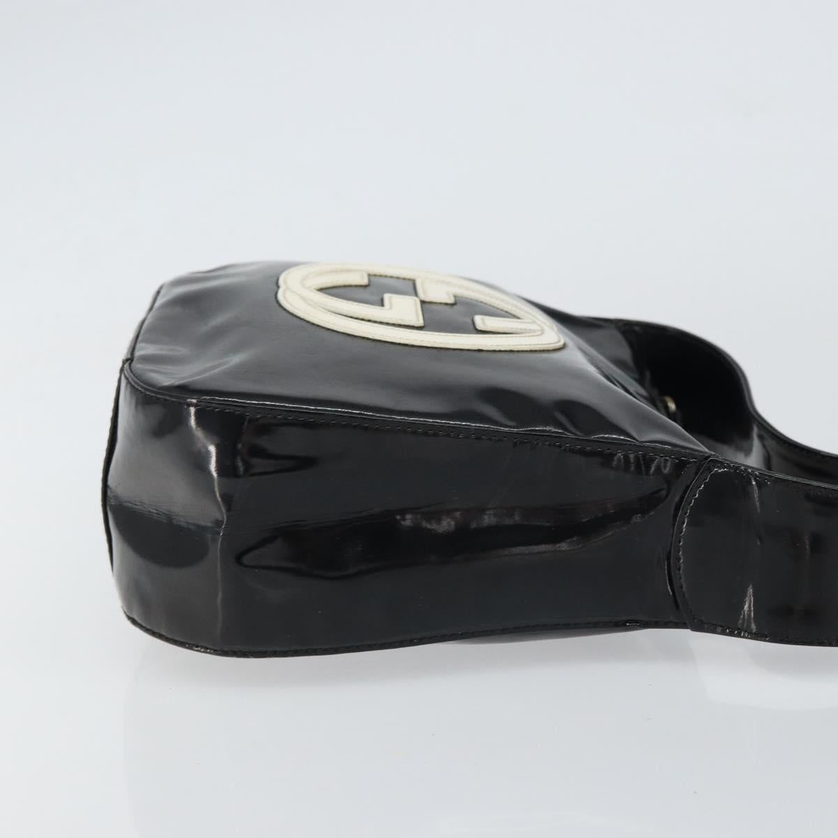 GUCCI Shoulder Bag Enamel Black Auth 160485